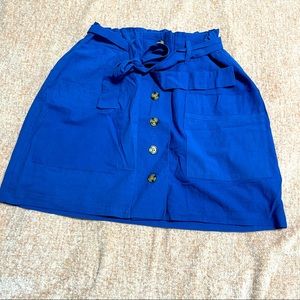 Belted Royal Blue Mini Skirt Size M.